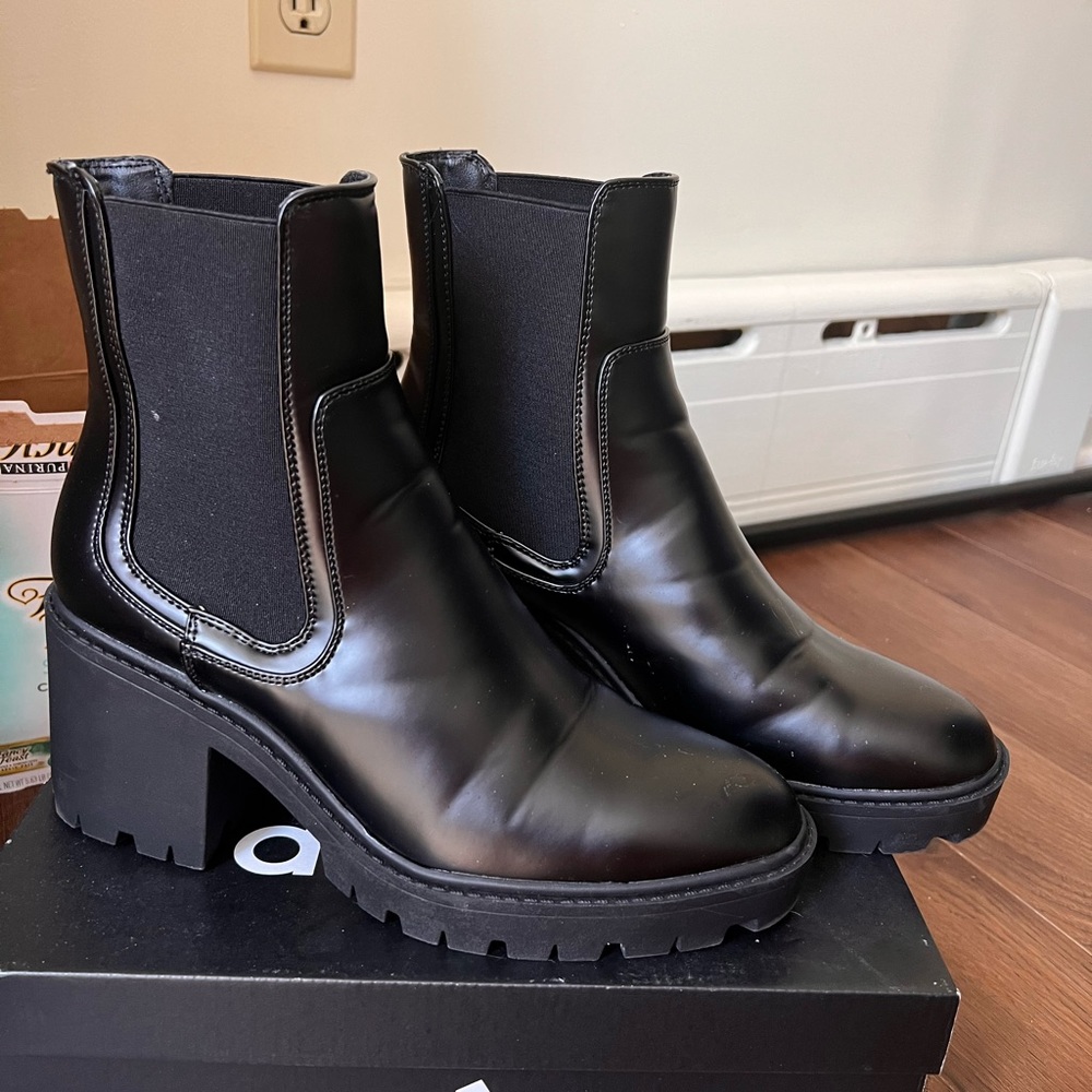 Black Faux Leather Boots